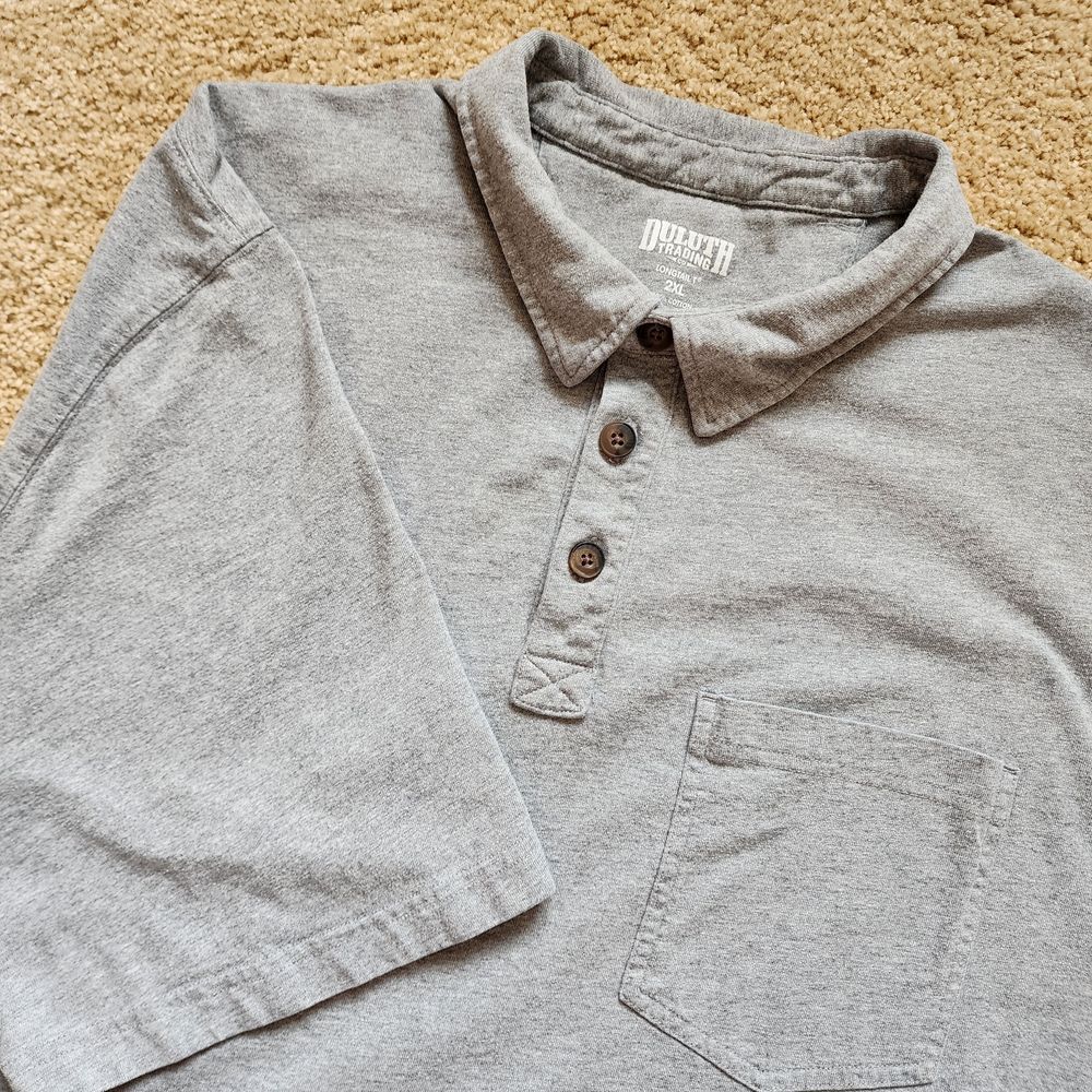 Duluth Trading Company Long Tail Gray Polo shirt mens size 2XL